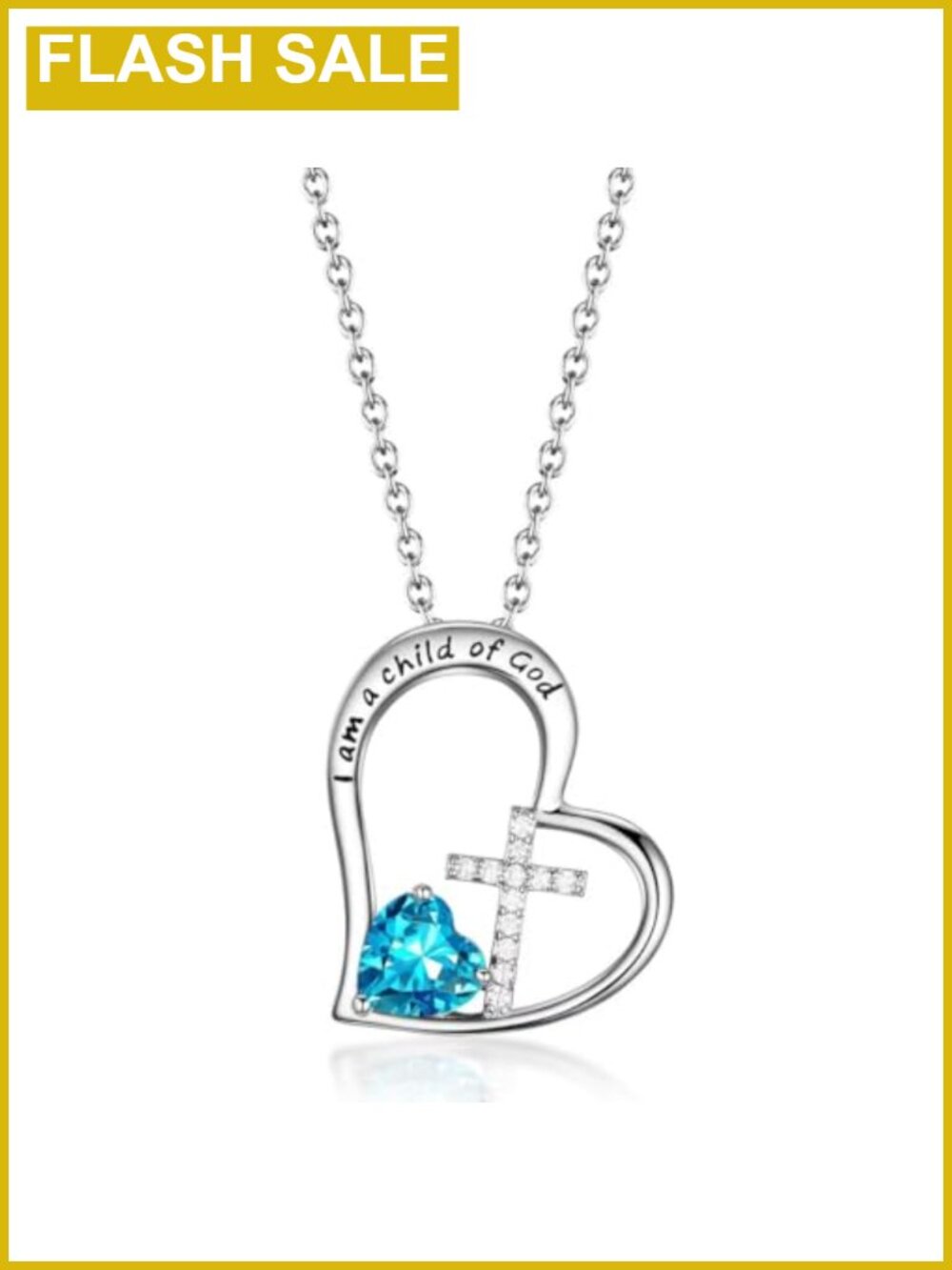Girls Cross Necklace with December Birthstone Cubic Zirconia Pendant